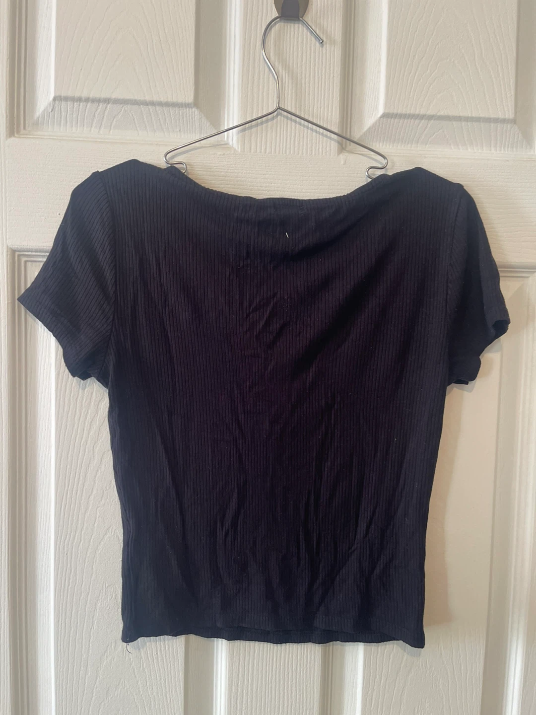 Garage black ribbed zip-up top - photo 2