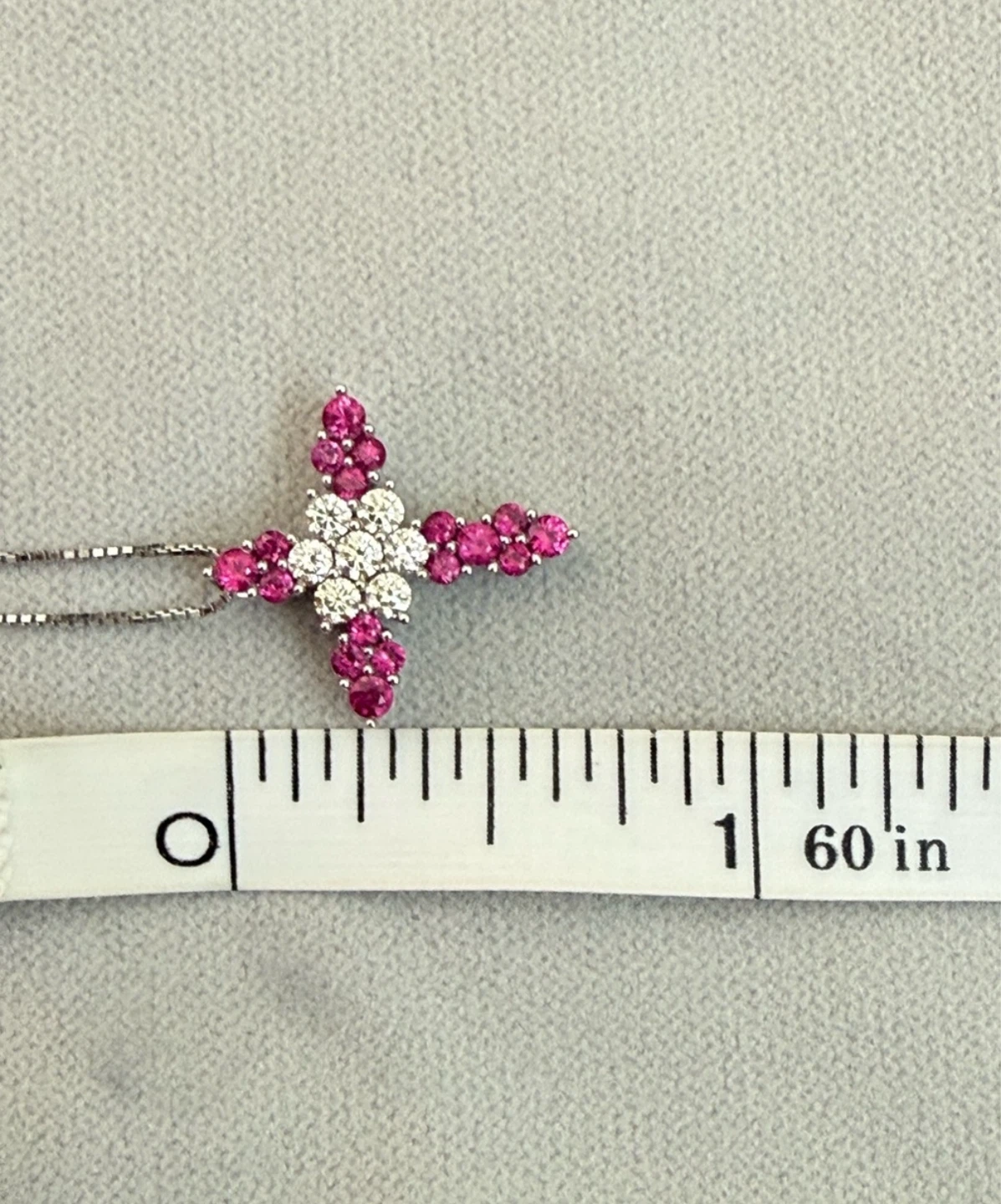 K18WG Natural Ruby and Diamond Cross Necklace 🏈 - photo 5