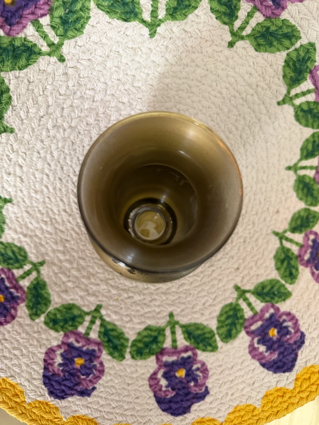 🏈 Vintage Gold Tone Small Glass Vase - photo 2