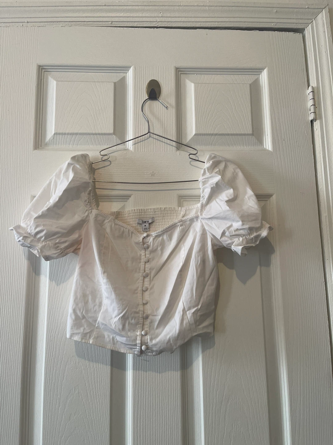 Bar III White Puff Sleeve Blouse