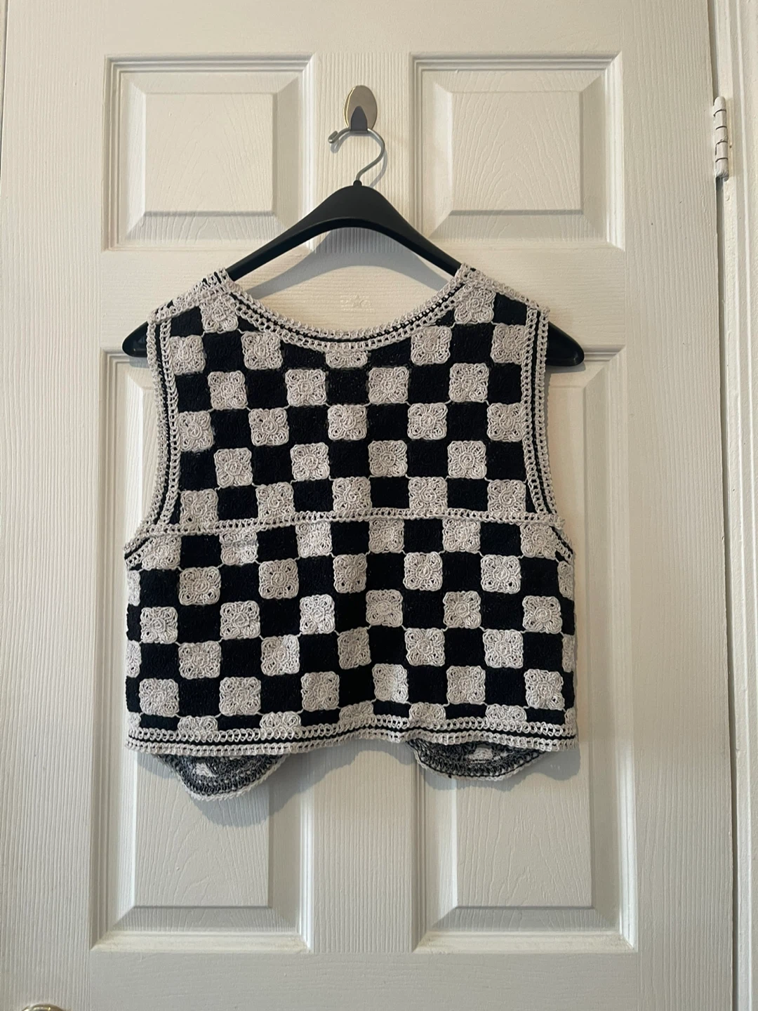 Black and White Checkered Knit Vest - photo 2