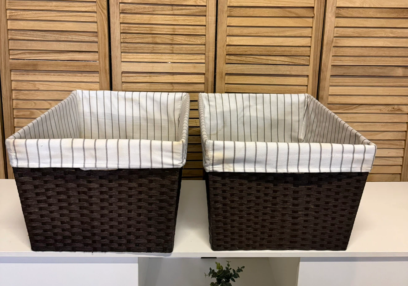 Set of 2 Woven Storage Baskets with Fabric Liners - photo 2
