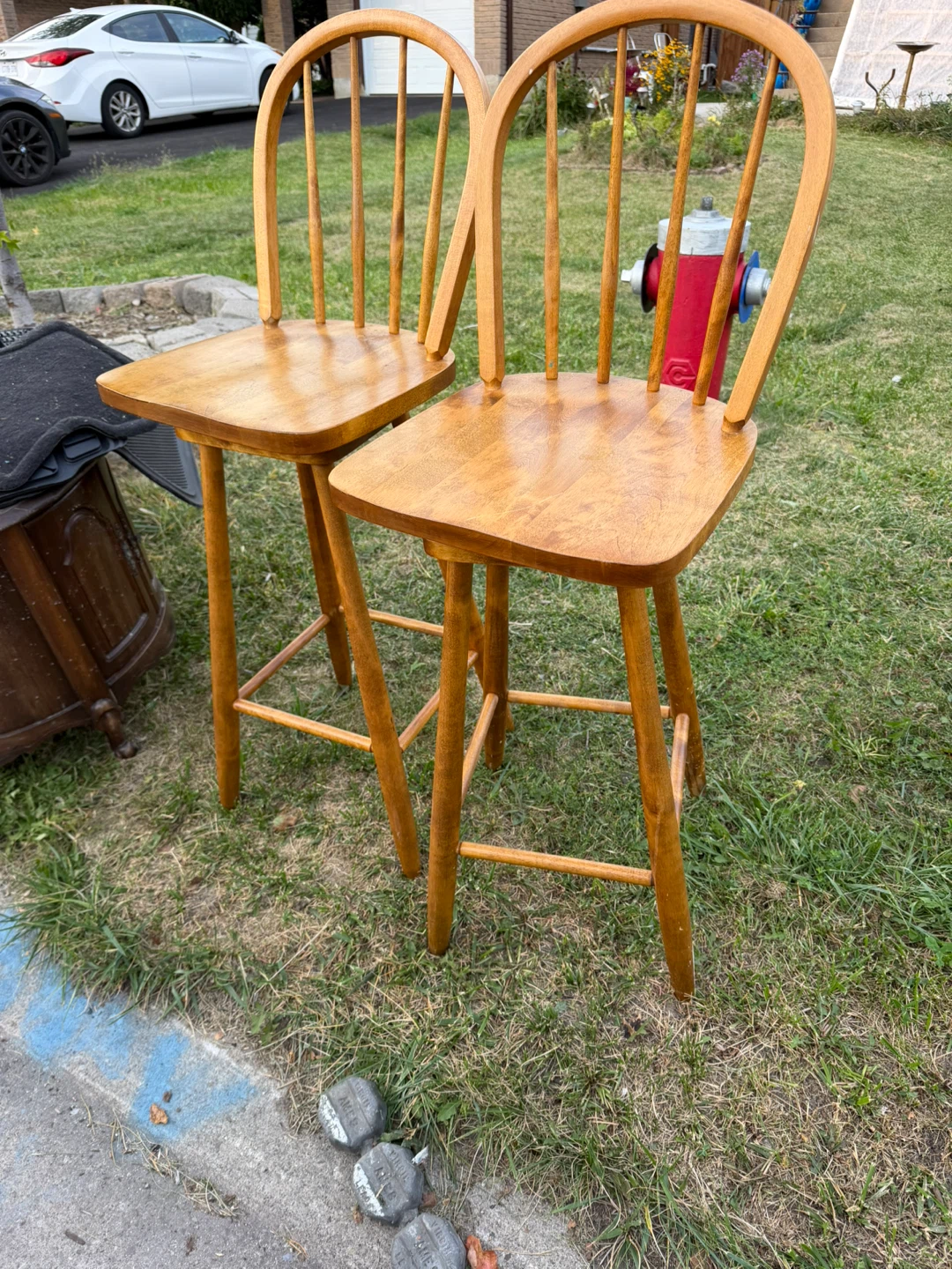 Two Wooden Bar Stools