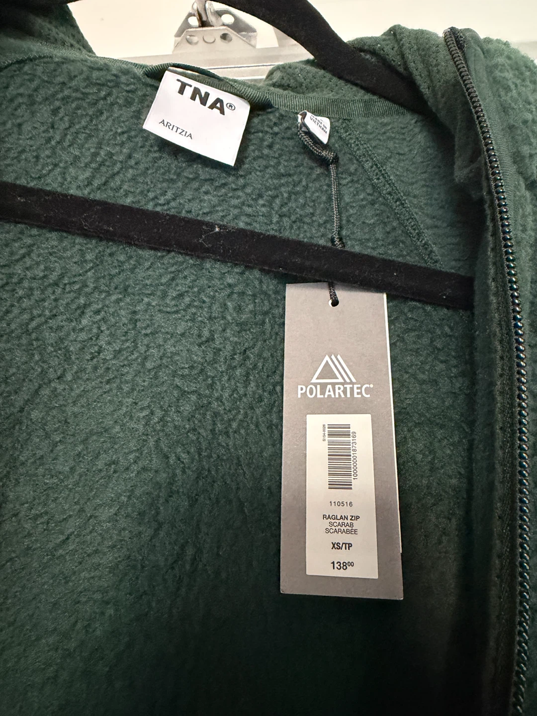 TNA Aritzia Polartec Raglan Zip Hoodie - Scarab - photo 3