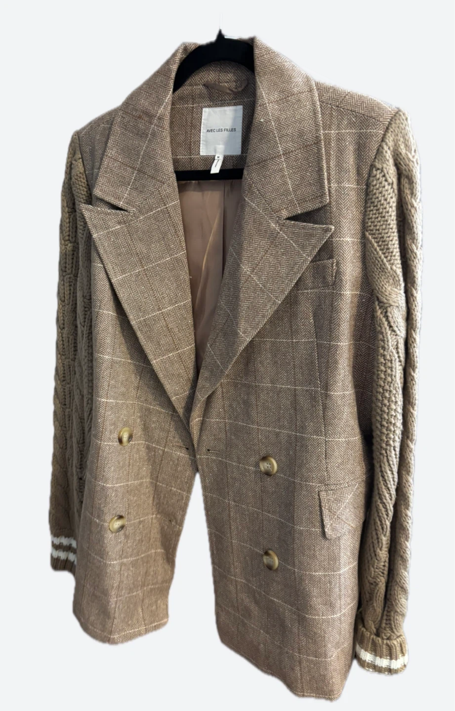 Anthropologie Plaid Knit-Sleeve Blazer - photo 2