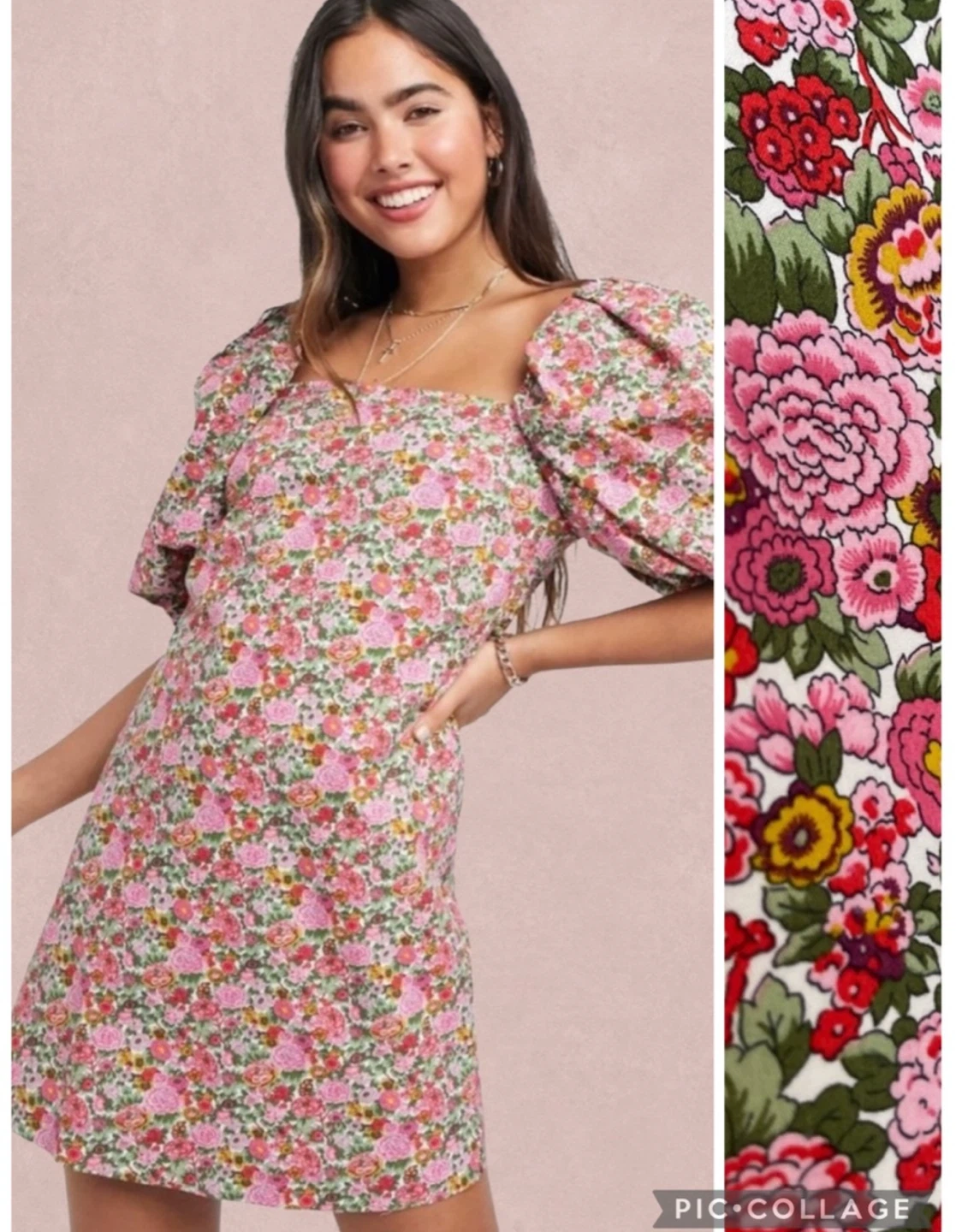 Mango Floral Puff Sleeve Mini Dress 🏈
