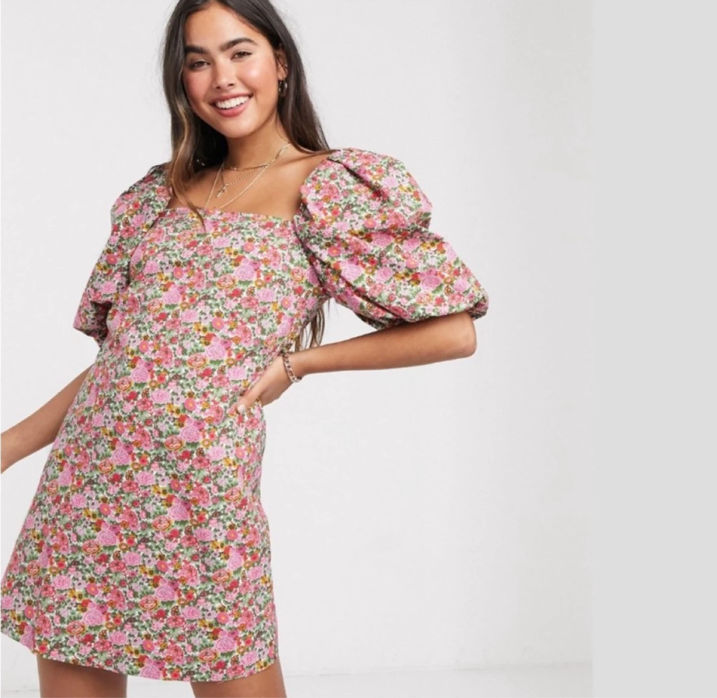 Mango Floral Puff Sleeve Mini Dress 🏈 - photo 4