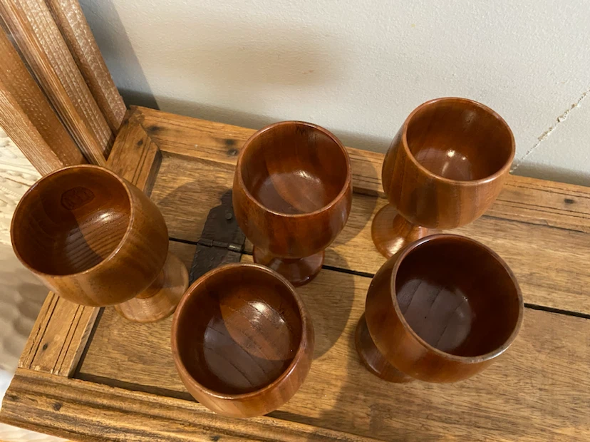 New Wooden Wine Goblets Set of 5 - photo 2