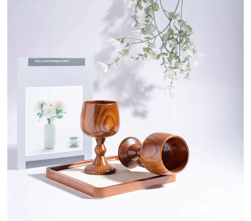 New Wooden Wine Goblets Set of 5 - photo 4