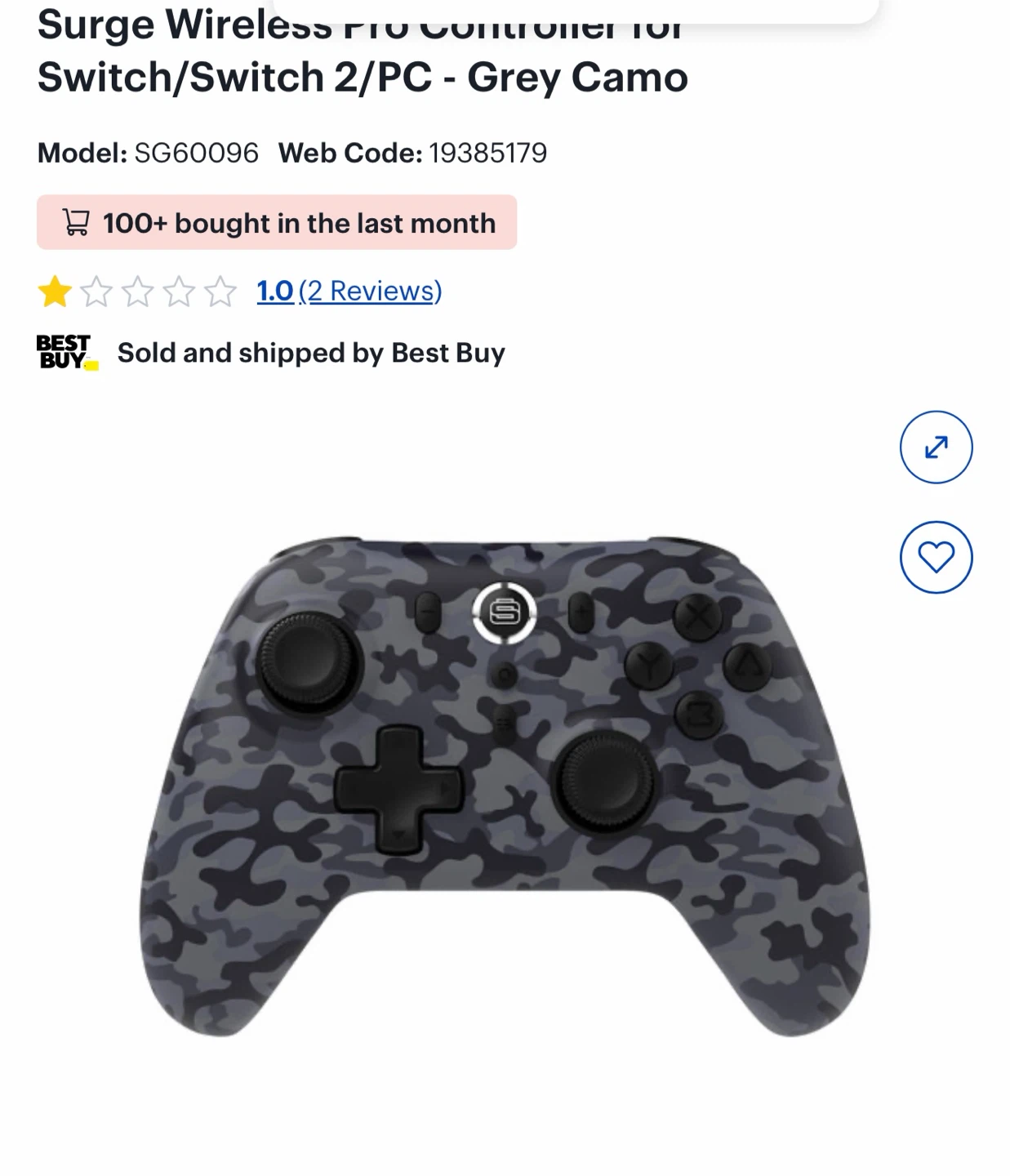 Surge Wireless Pro Controller - Grey Camo - photo 2