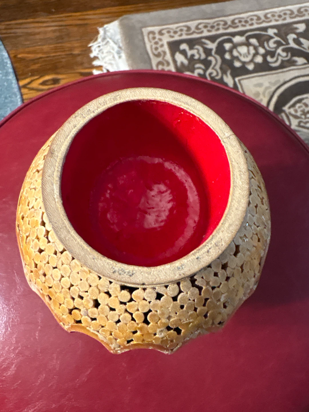 🏈 Decorative Bamboo and Lacquer Vase - photo 3