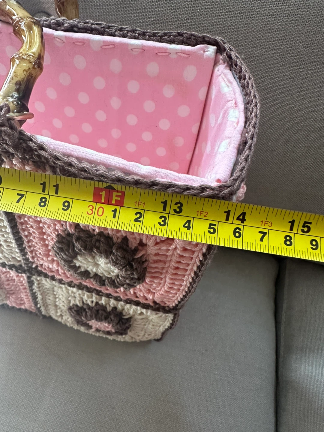 Crochet Handbag with Bamboo Handles - photo 5