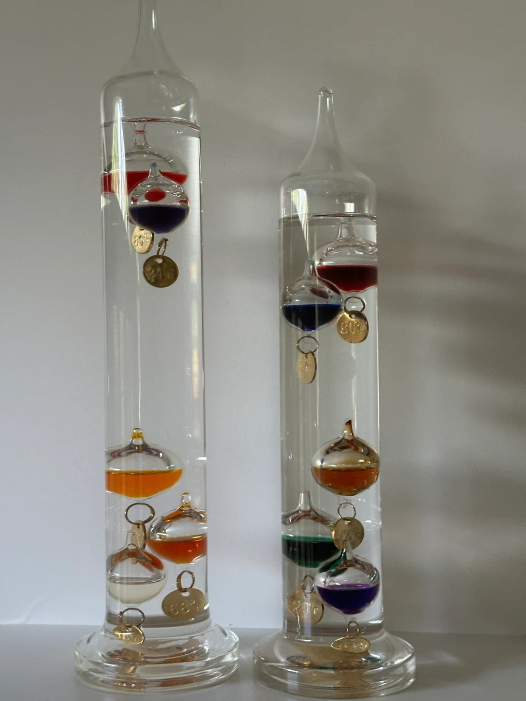 Set of two Galileo thermometers