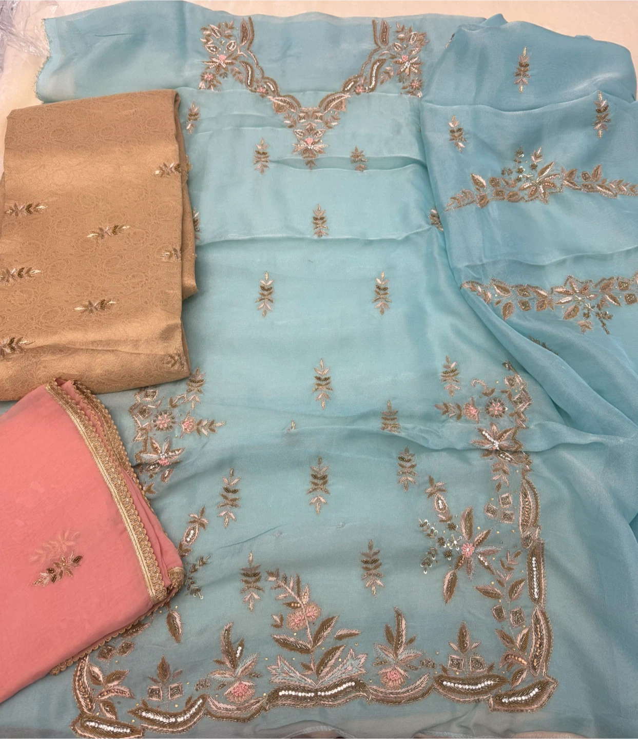 Unstitched Embroidered Salwar Kameez Fabric Sets