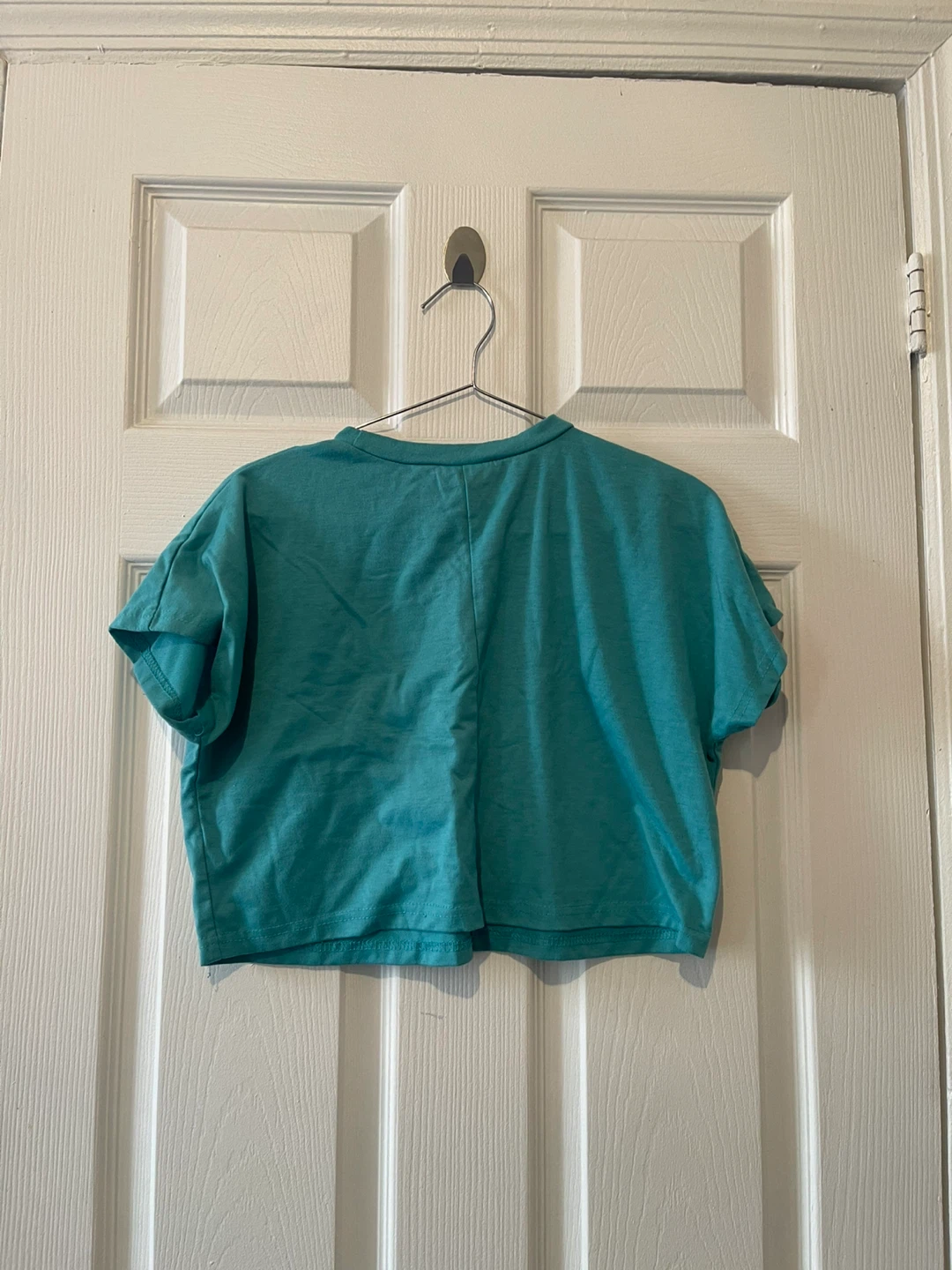 Shun bo Teal Cropped T-Shirt - photo 2