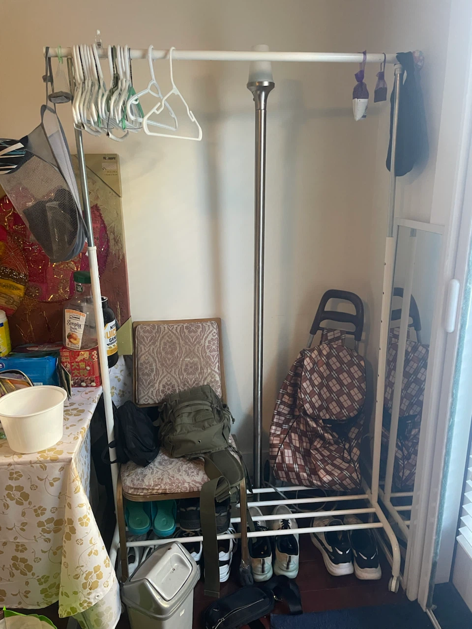 Rolling Clothes Rack with Shoe Storage
