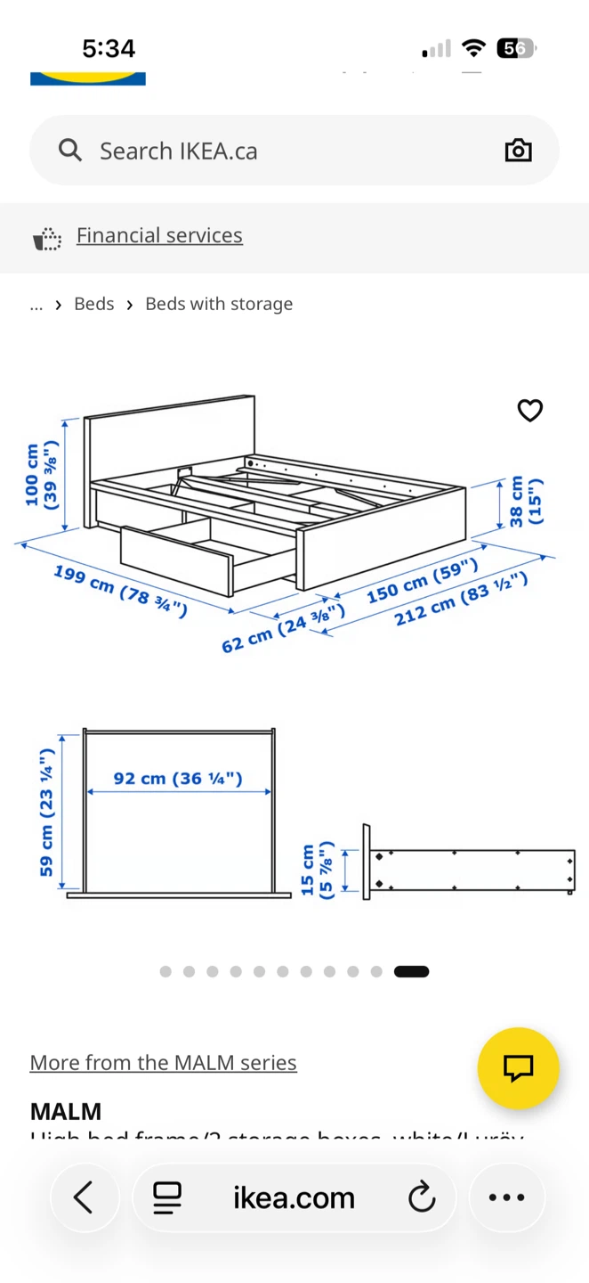 IKEA MALM Bed Frame with 2 Storage Boxes