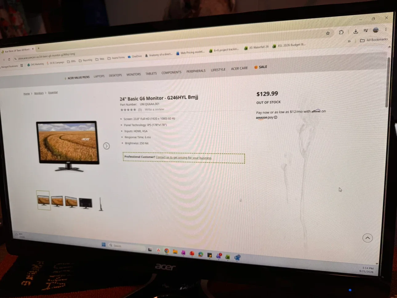 Acer 24” Computer Monitor G246HYL - cosmetic damage - photo 2