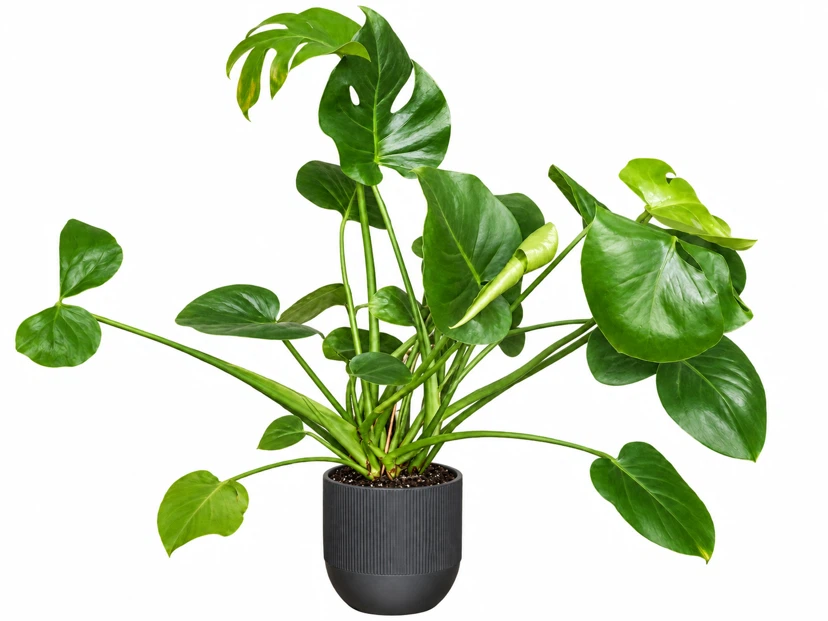 Monstera deliciosa in charcoal planter - photo 2