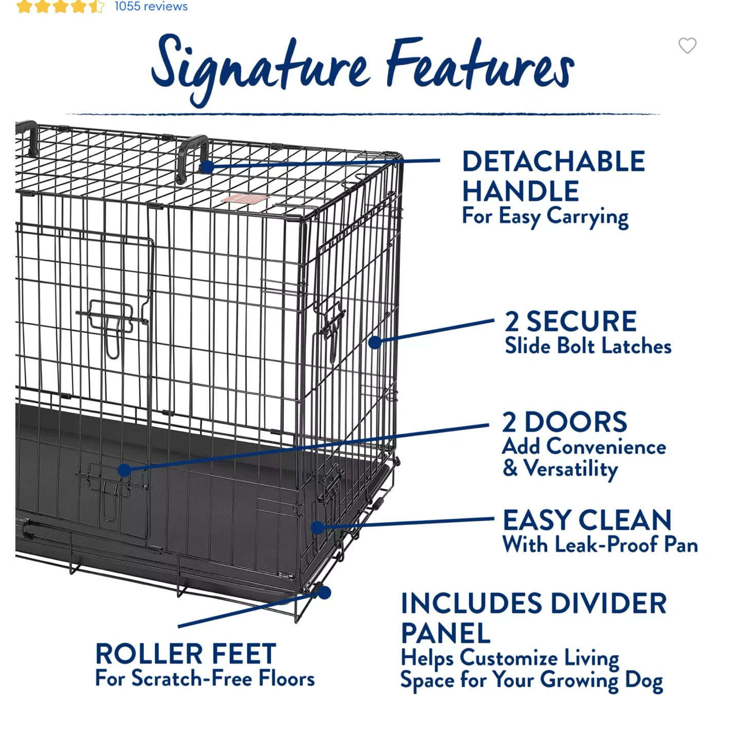 Top Paw Double Door Folding Wire Dog Crate - photo 3