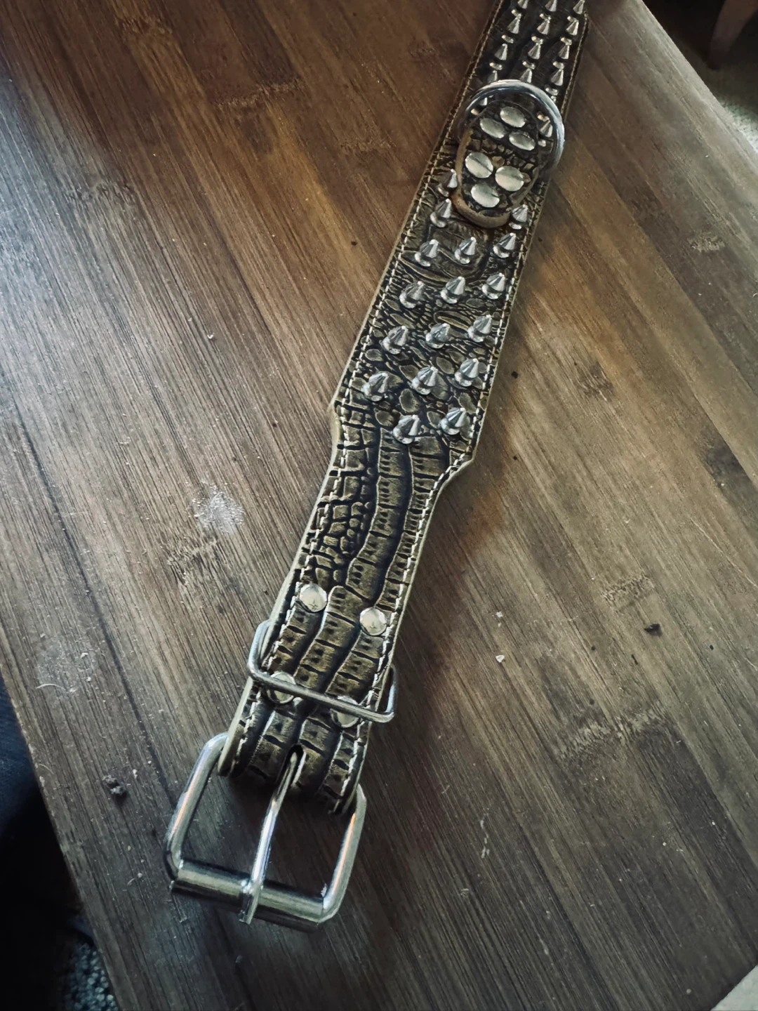 Studded Crocodile-Pattern Dog Collar - photo 3