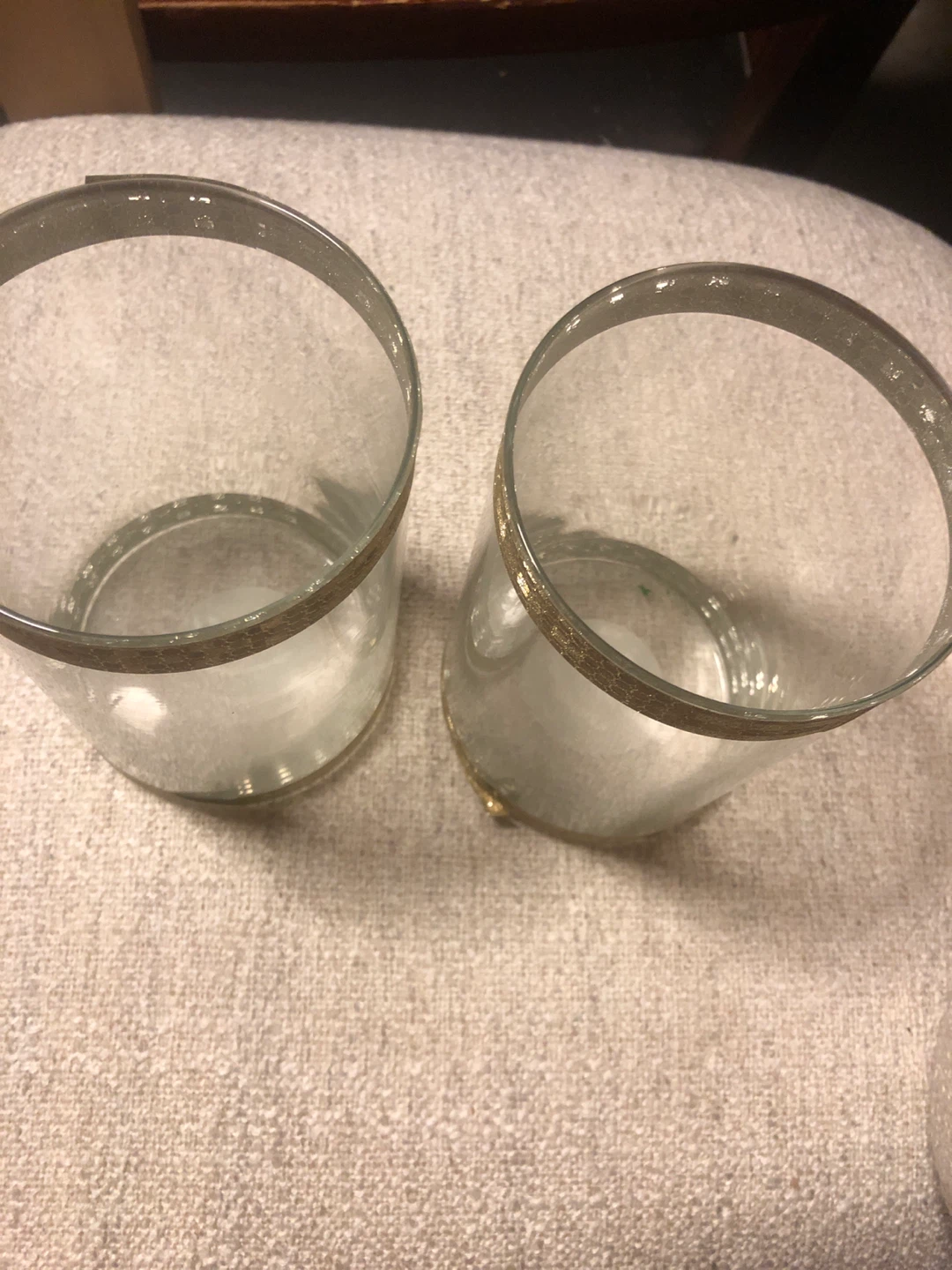 Set of Two Gold-Trimmed Glass Candle Holders 🏈 - photo 3