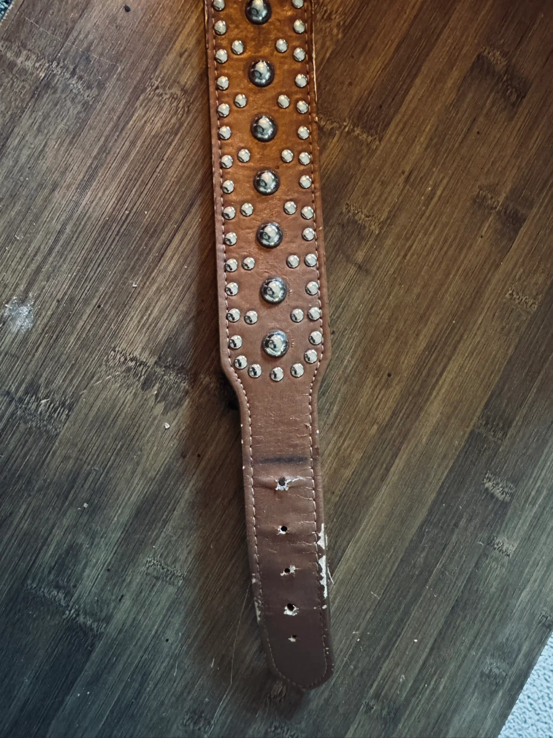 Studded Brown Leather Dog Collar