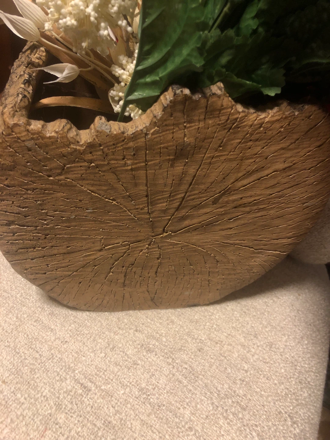 Decorative Faux Floral Arrangement in Tree Bark Vase 🏈 - photo 2