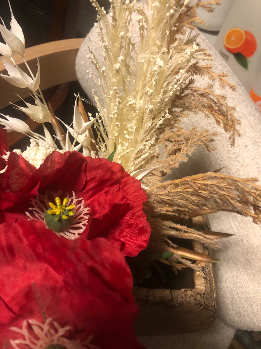 Decorative Faux Floral Arrangement in Tree Bark Vase 🏈 - photo 4