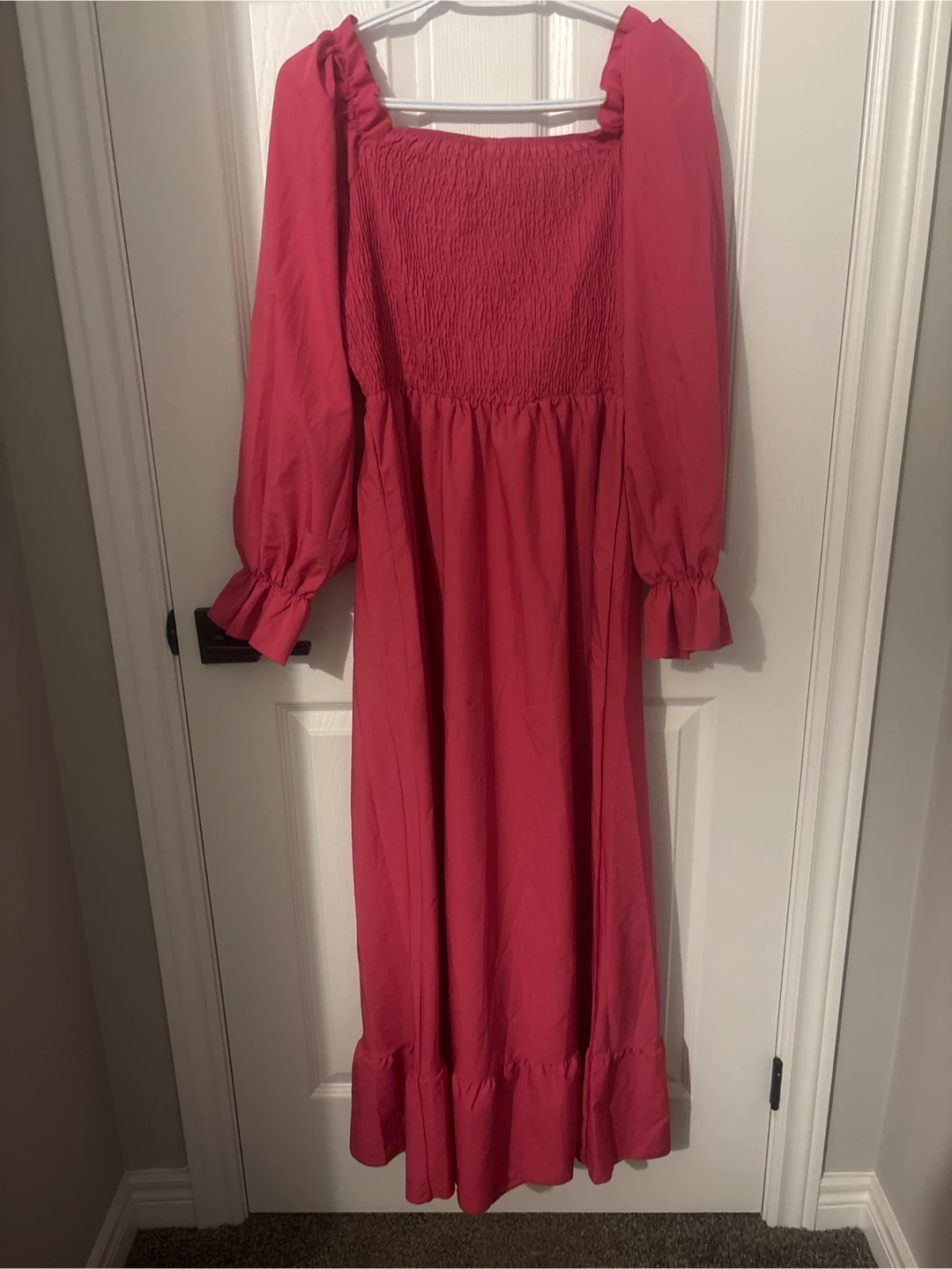 Pink Long-Sleeve Maxi Dress