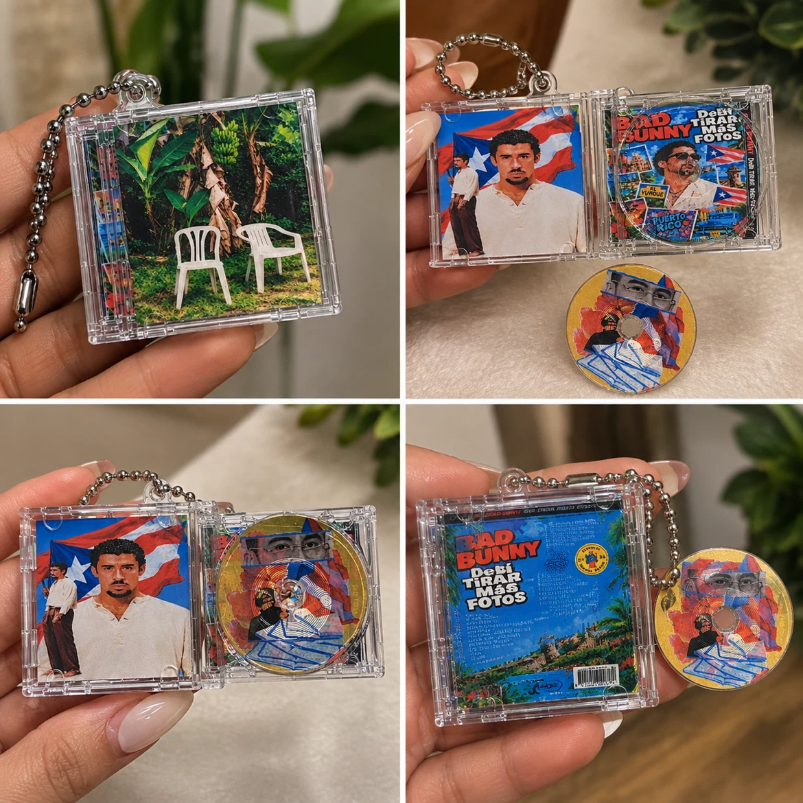 🐰 BAD BUNNY MINI CD KEYCHAIN 💿🇵🇷  Debí Tirar Más Fotos