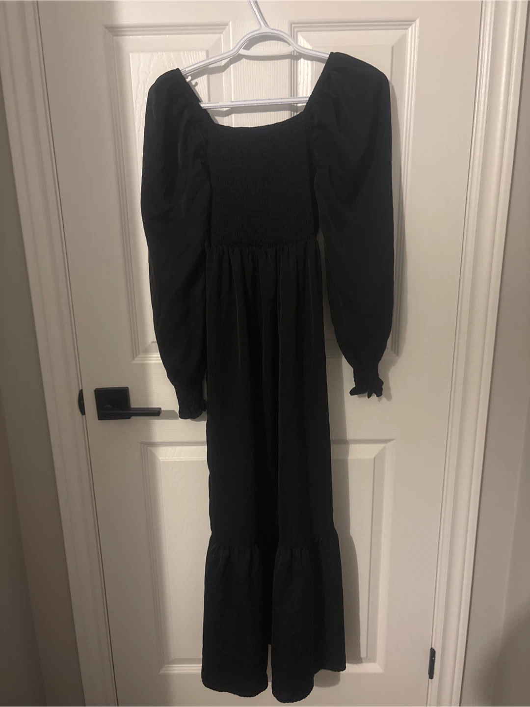 Black Long-Sleeve Smocked Maxi Dress - photo 2