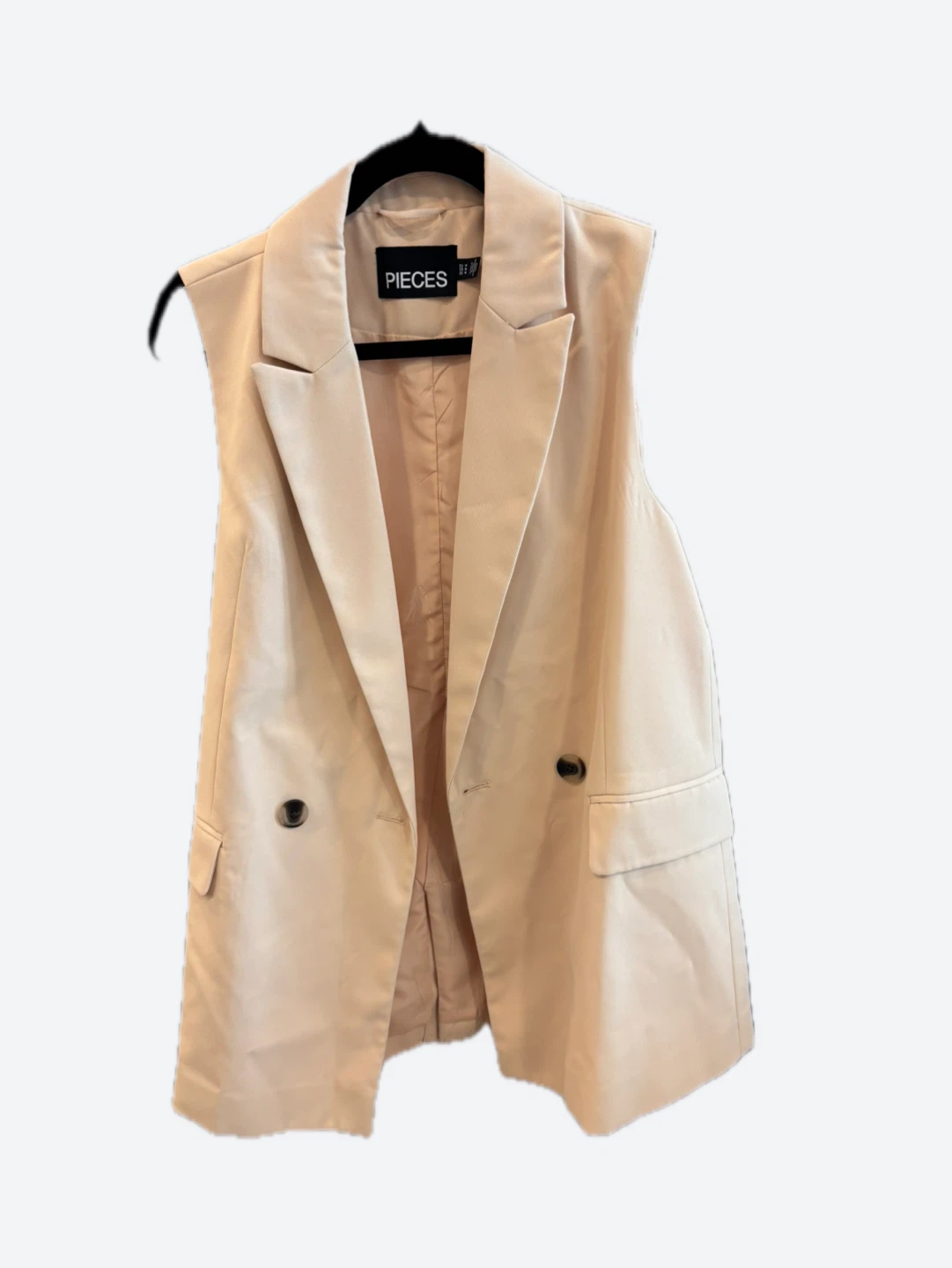 PIECES Beige Sleeveless Blazer Vest