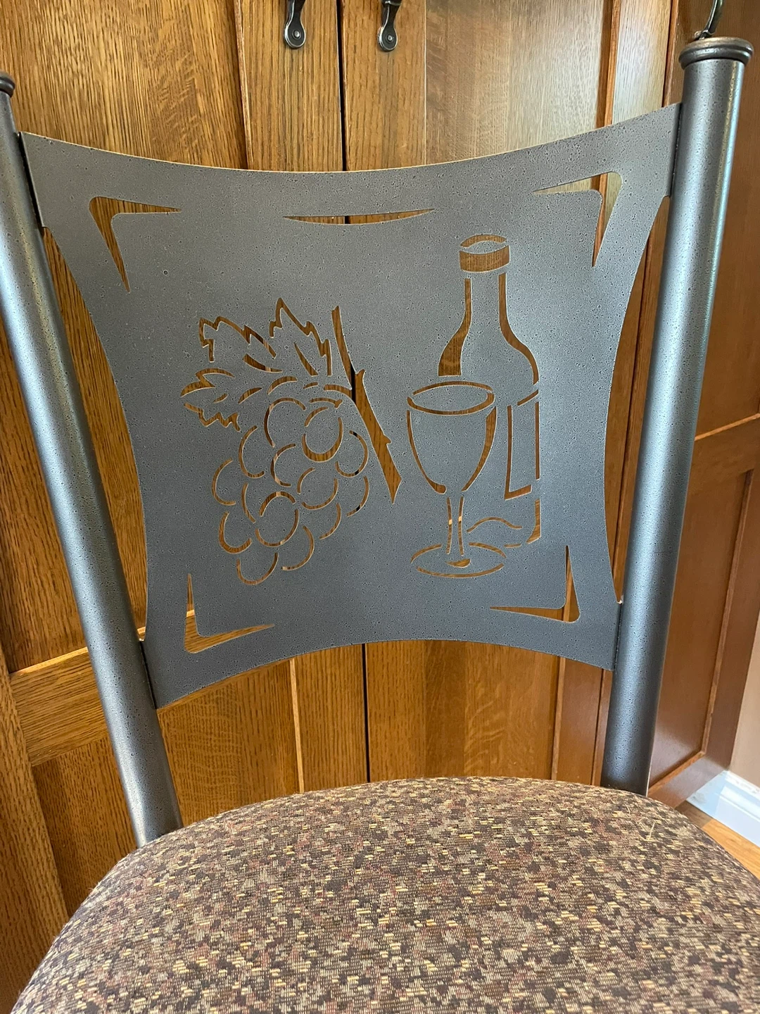 Metal Bar Height Stool with Wine Motif - photo 2