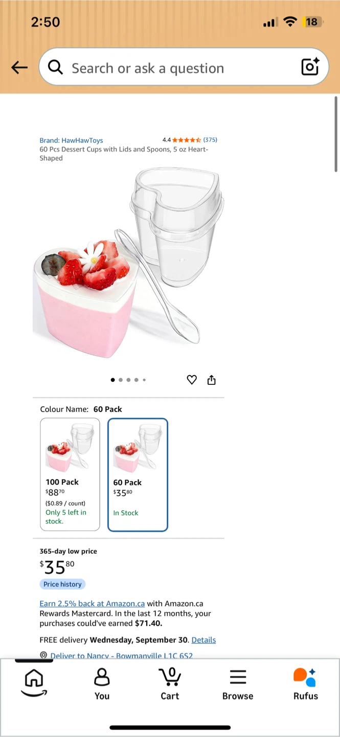 🏈NEW! 60 Heart-Shaped Dessert Cups with Lids and Spoons
