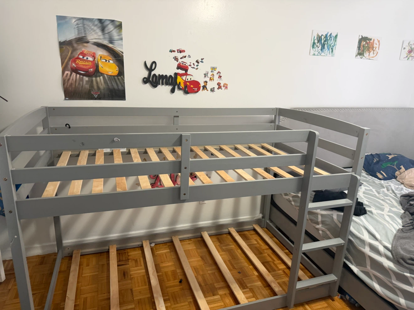 FREE!!!! Low Grey Wooden Twin Bunk Bed