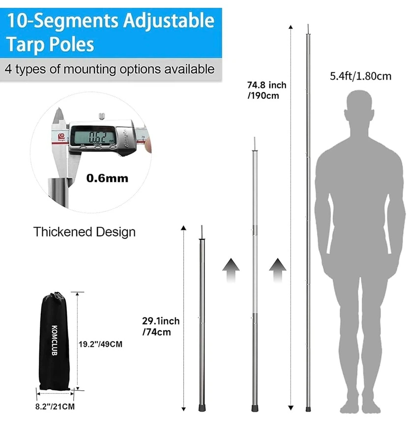 New Telescoping Tent Poles 78 in Tarp Poles - photo 3
