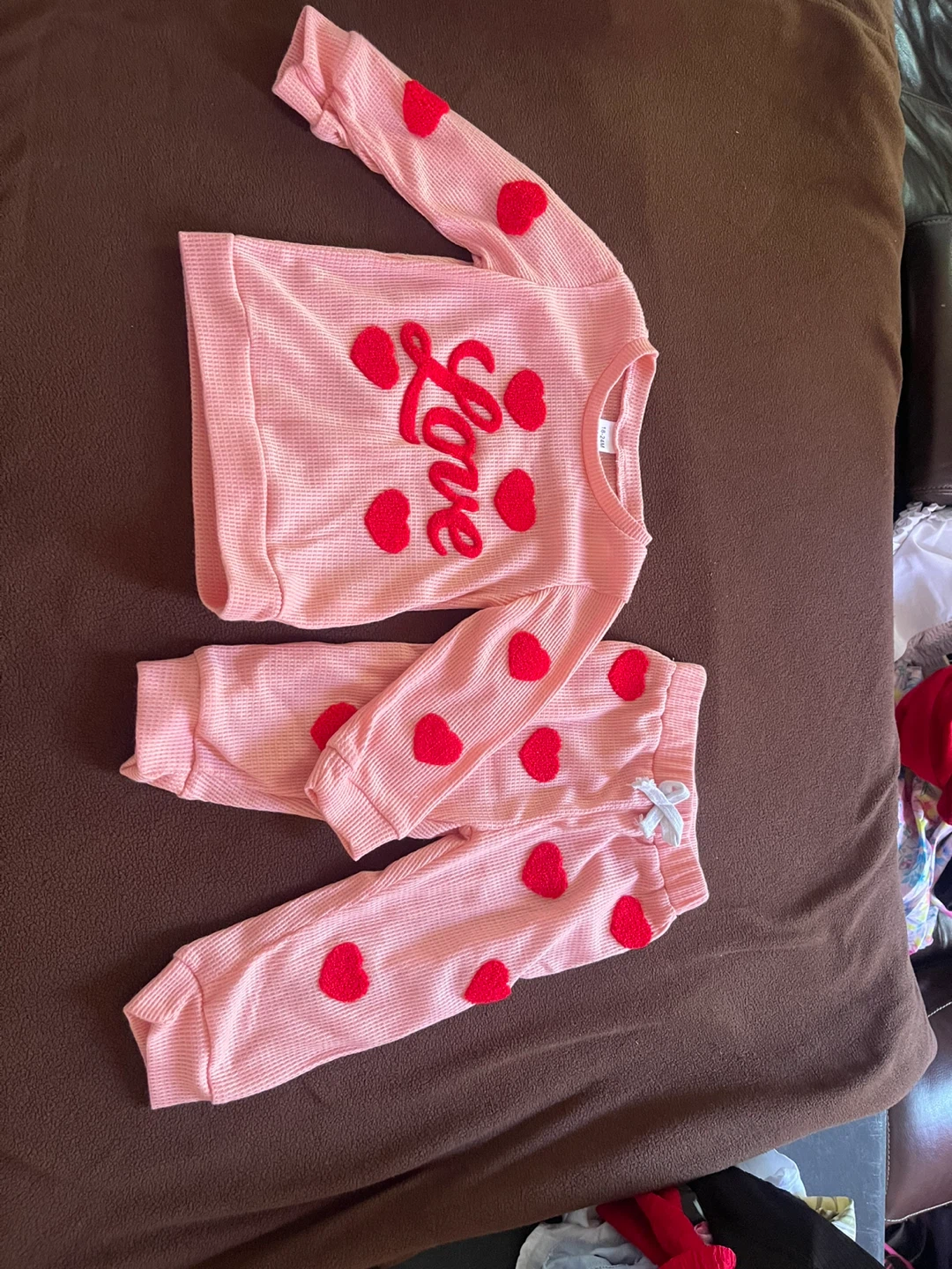 Toddler Love Heart Waffle Knit Outfit