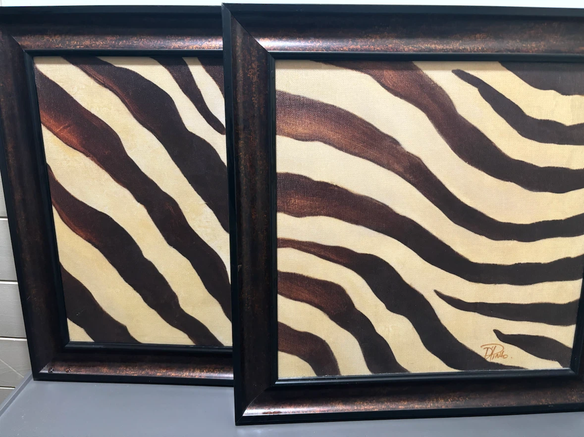 Set of Two Zebra Print Wall Art - photo 3