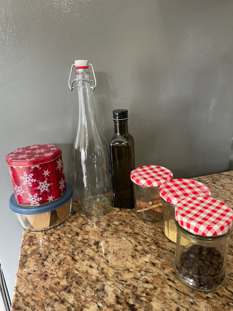 Assorted Glass Kitchen Storage Jars and Bottles