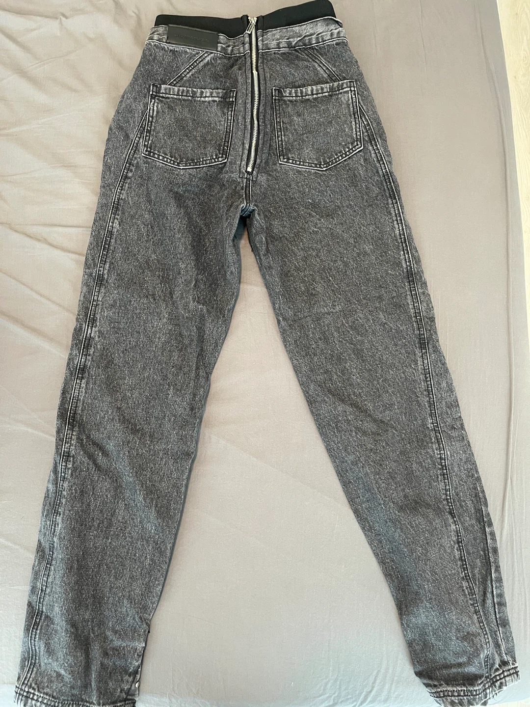Foldover Waistband Mom Jeans - Washed Black - photo 2