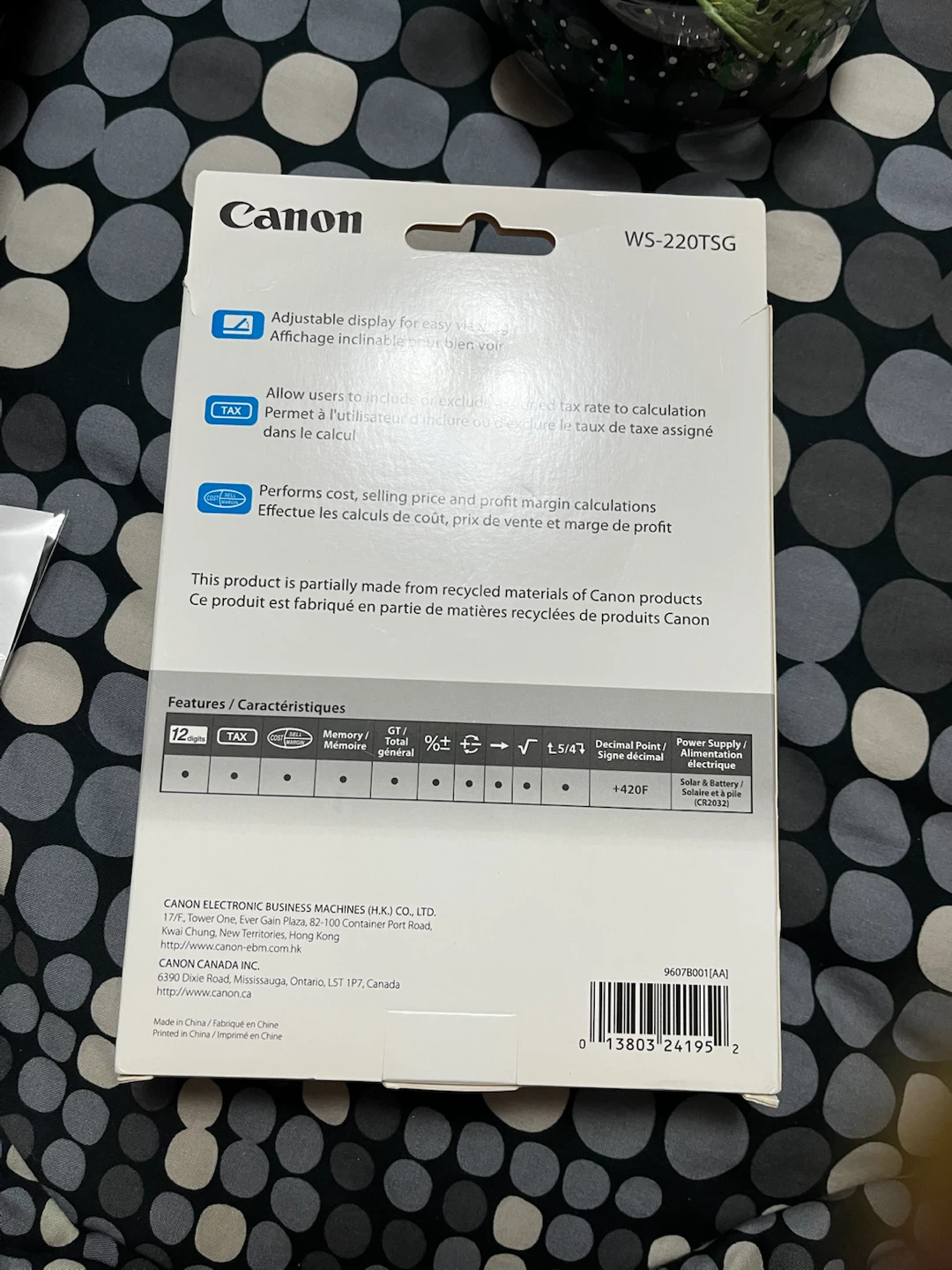 🏈 Canon WS-220TSG Desktop Calculator - photo 2