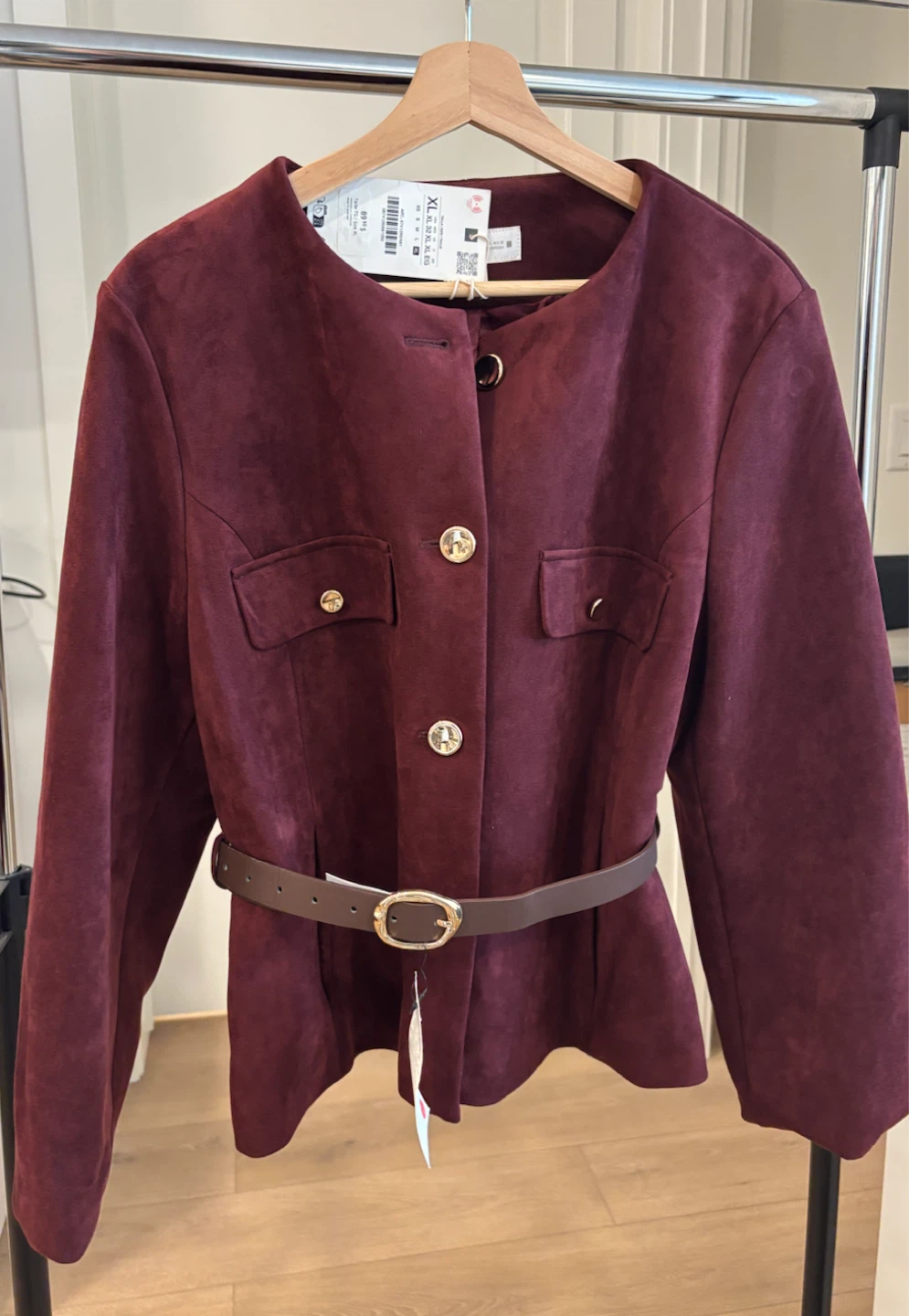 NEW Zara Burgundy Suede Jacket WITH TAG