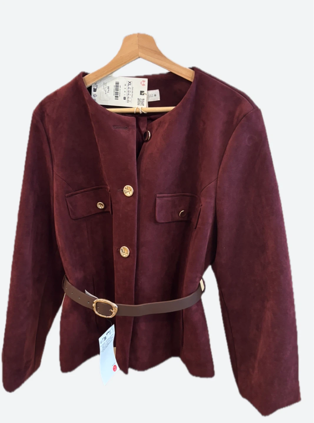 NEW Zara Burgundy Suede Jacket WITH TAG - photo 2