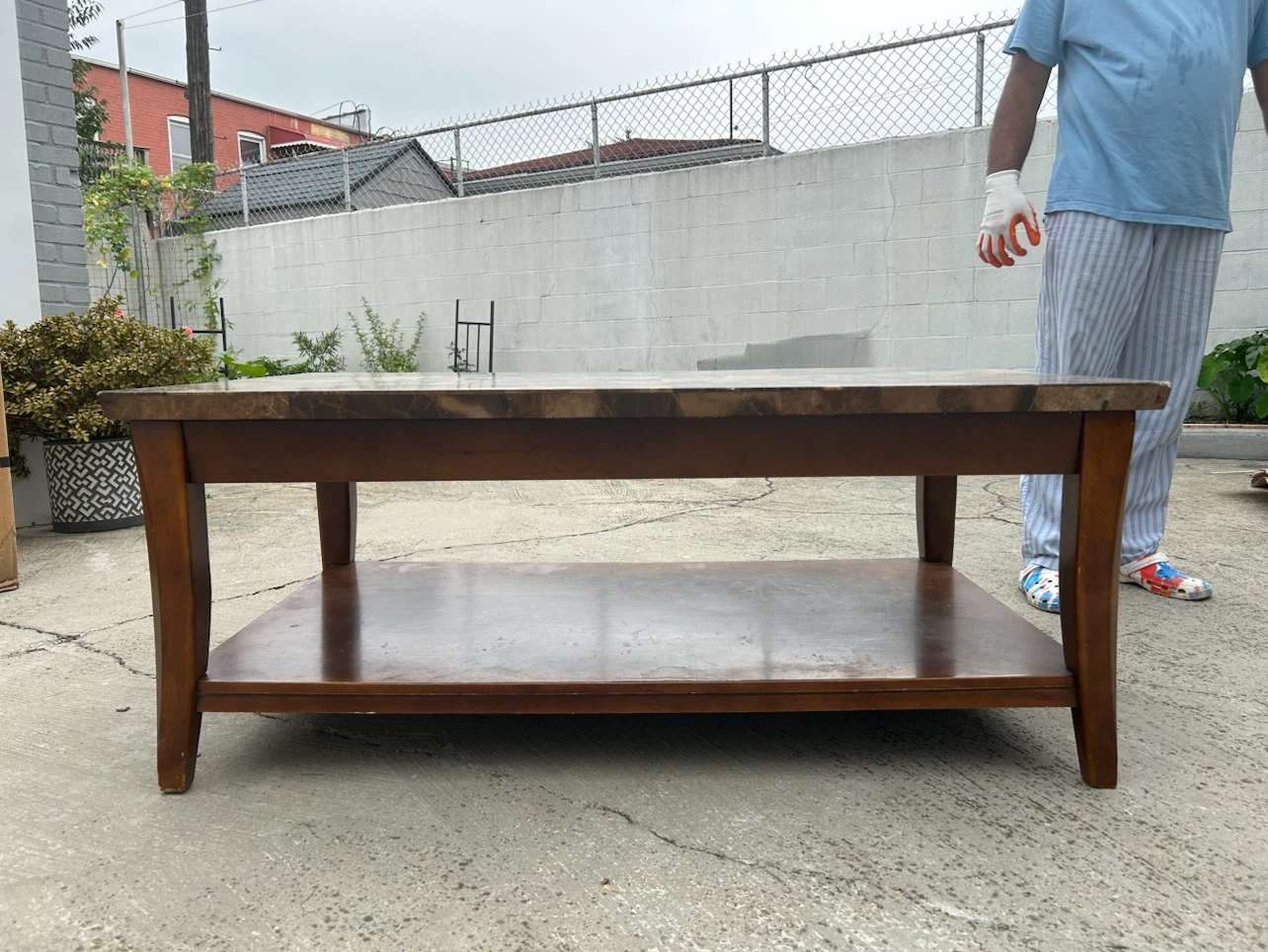 Faux Marble Coffee Table with Bottom Shelf - photo 3