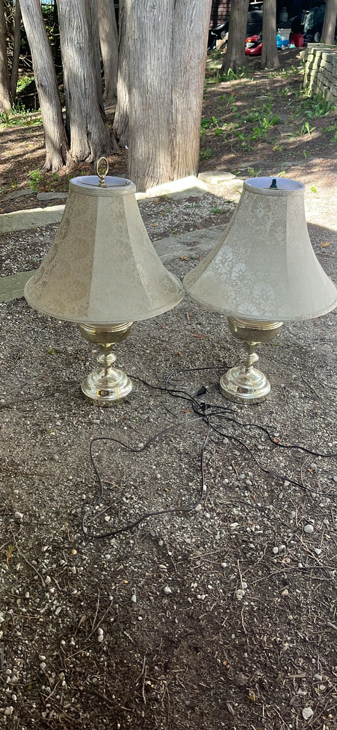 Set of two vintage brass table lamps