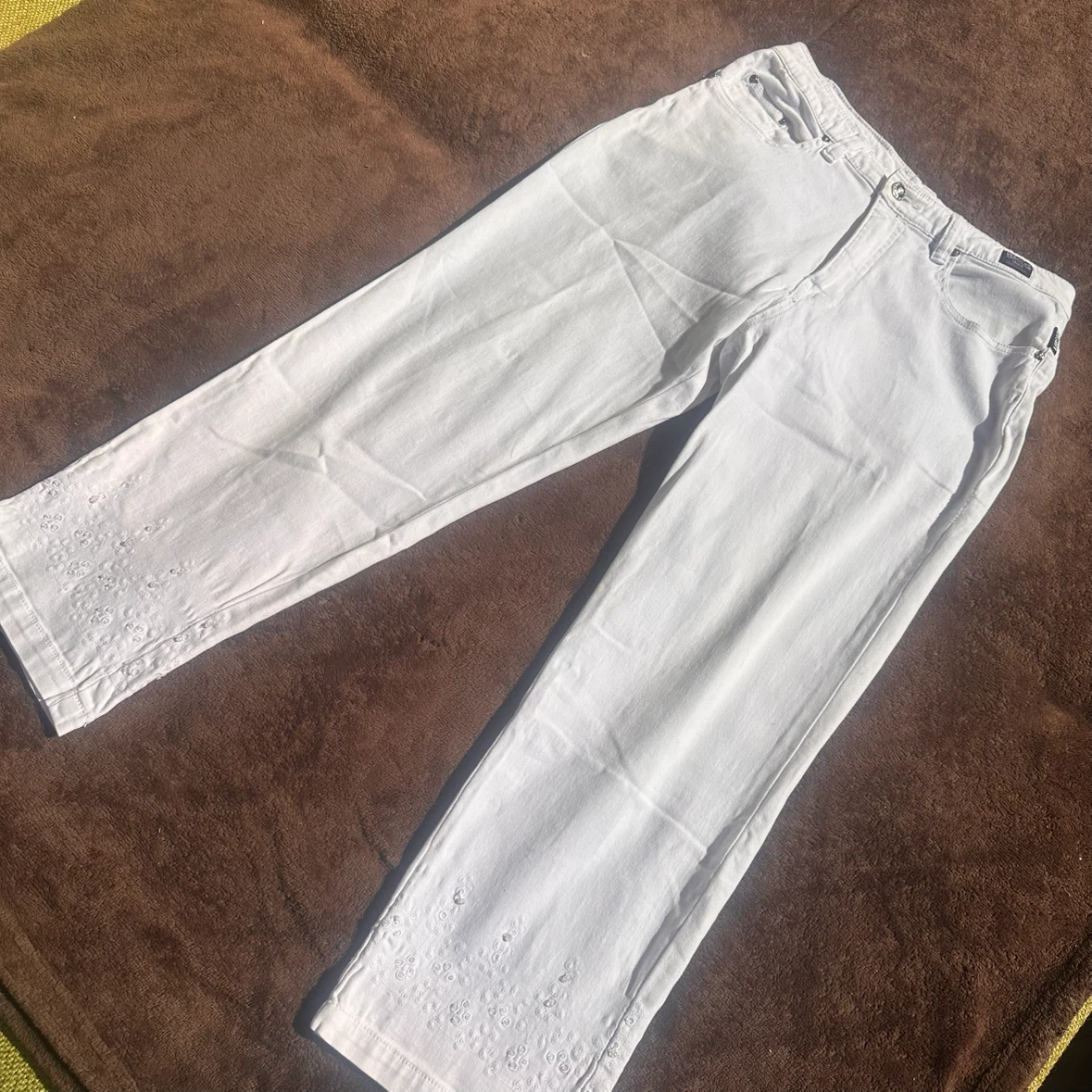 VINTAGE VERSACE JEANS COUTURE WHITE EMBELLISHED JEANS