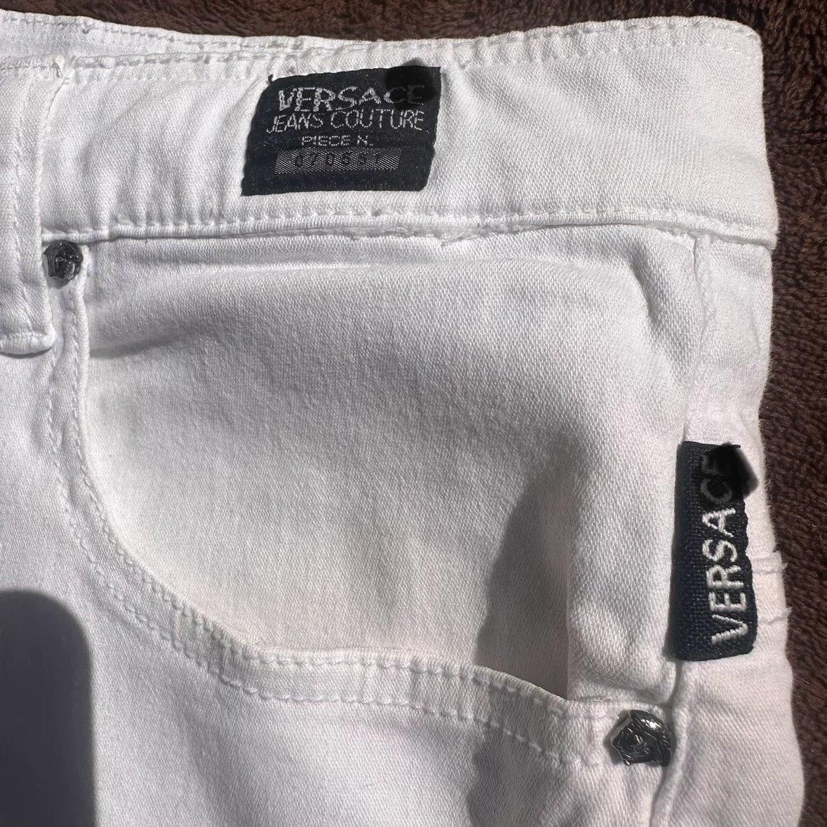 VINTAGE VERSACE JEANS COUTURE WHITE EMBELLISHED JEANS - photo 4