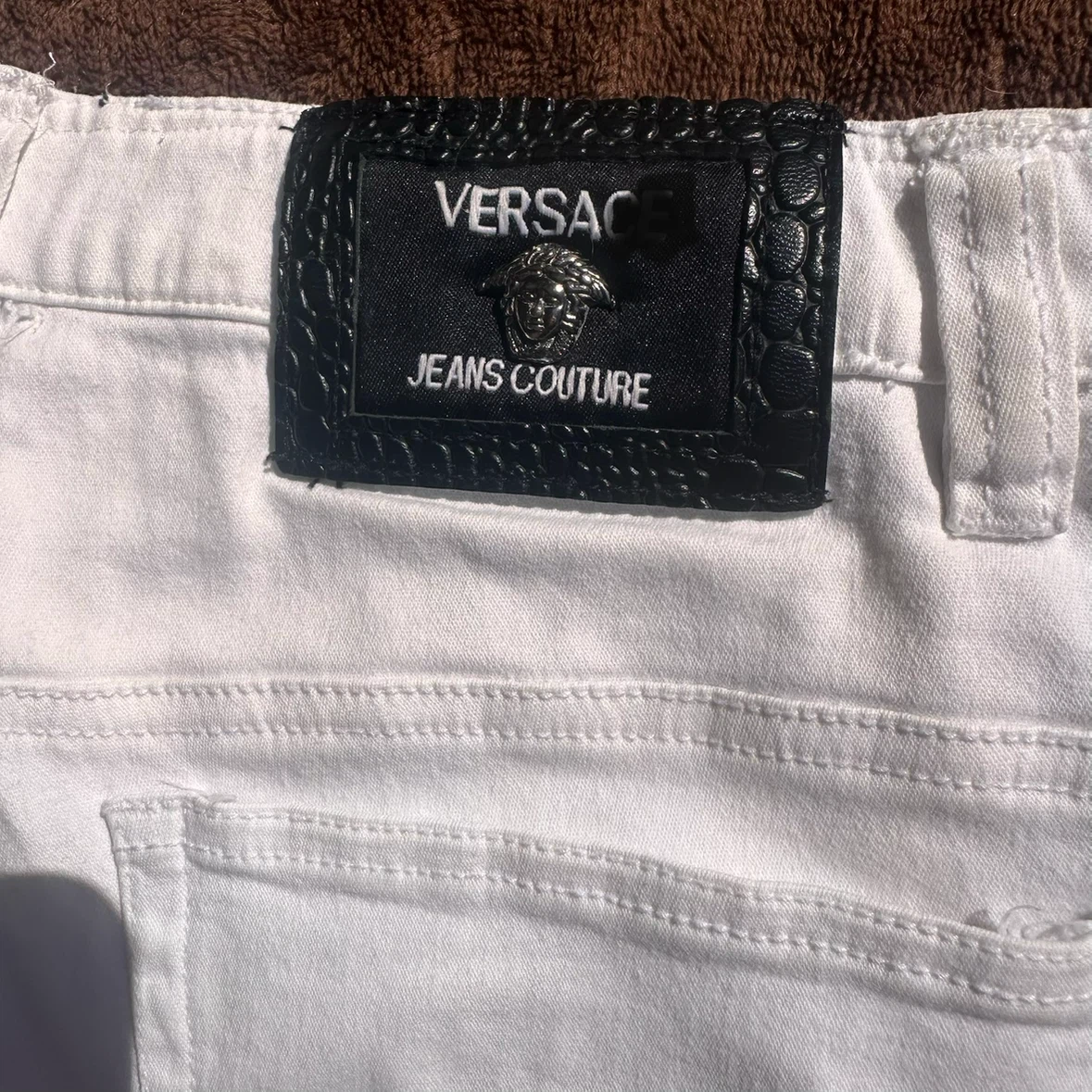 VINTAGE VERSACE JEANS COUTURE WHITE EMBELLISHED JEANS - photo 5