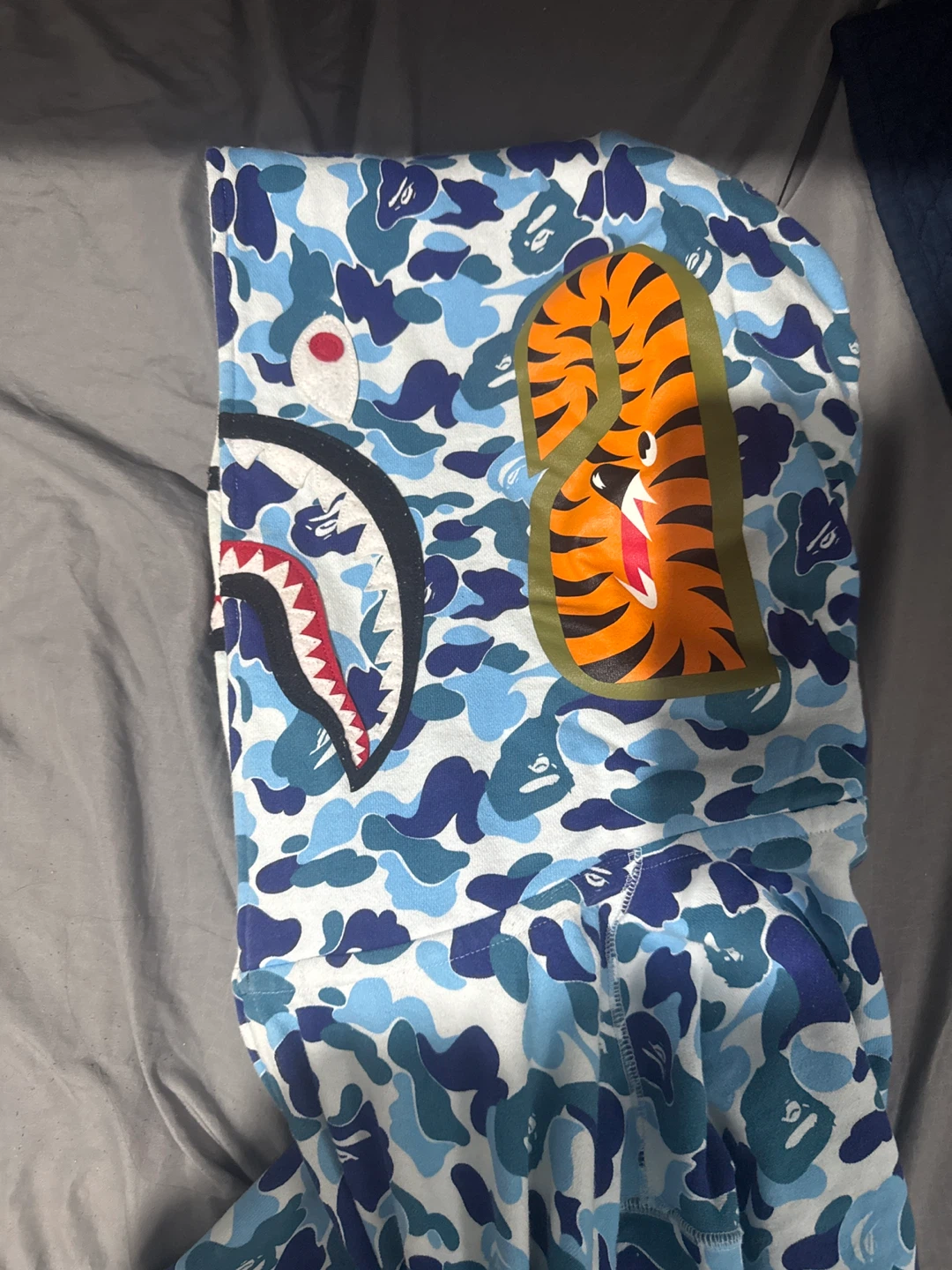 A Bathing Ape Blue Camo Shark Hoodie 3XL